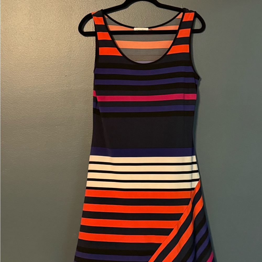 Calvin Klein Vibrant Striped Midi Dress